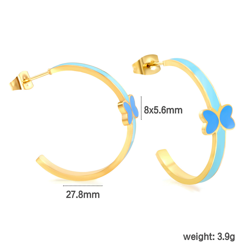 Damen Creolen mit buntem Schmetterlingsmotiv und hochwertiger Goldbeschichtung Shop Nory