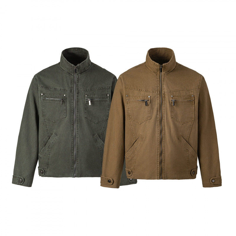 Herren Kurzjacke aus Canvas im Field‑Style mit Stehkragen, Reißverschluss und Multifunktionstaschen Shop Nory