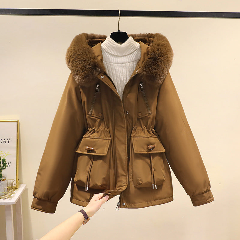 Damen nan Thermo-Parka mit Kapuze, voluminösem Kunstpelzkragen, Tunnelzugtaillierung und Multifunktions-Taschen Shop Nory