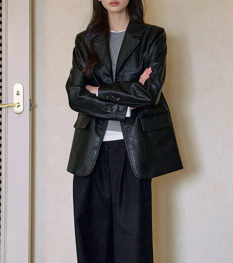 Damen Modischer Lederblazer Shop Nory
