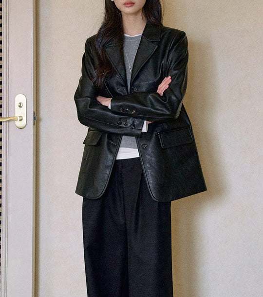 Damen Modischer Lederblazer Shop Nory