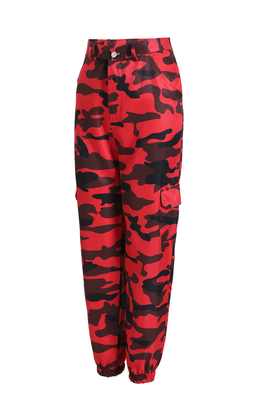 Damen Cargohose mit Camouflage‑Print, elastischem Bund und Beinbündchen Shop Nory