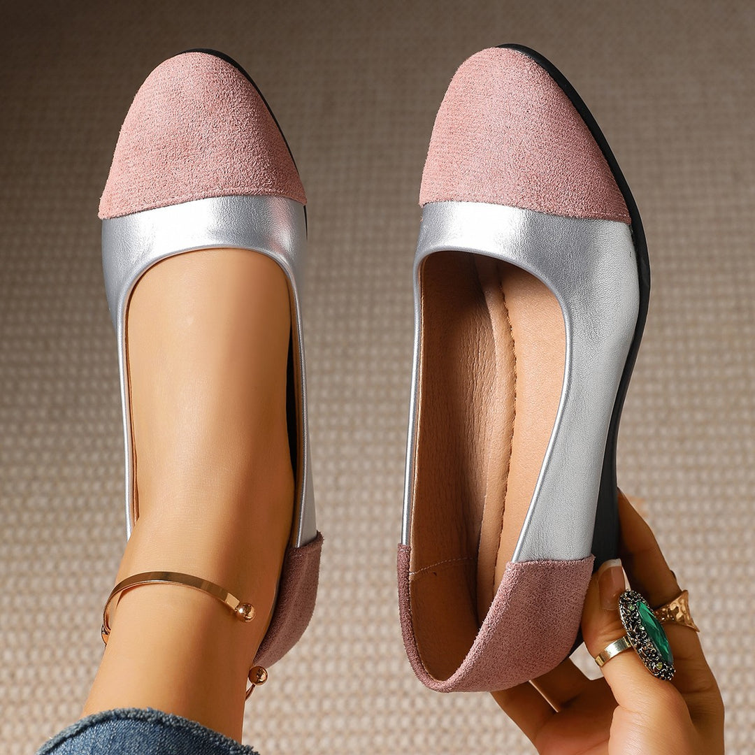 Damen Komfort-Ballerinas mit leichtem Keilabsatz, Materialmix und gepolstertem Fußbett Shop Nory