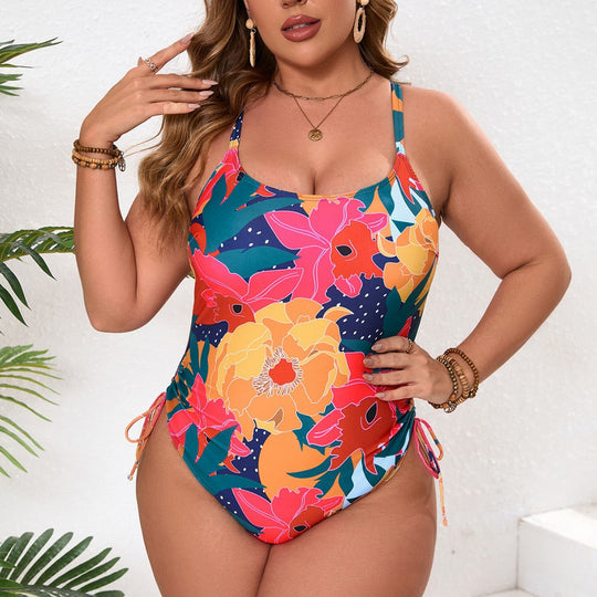 Damen Einteiler Badeanzug mit floralem Design und verstellbaren Trägern