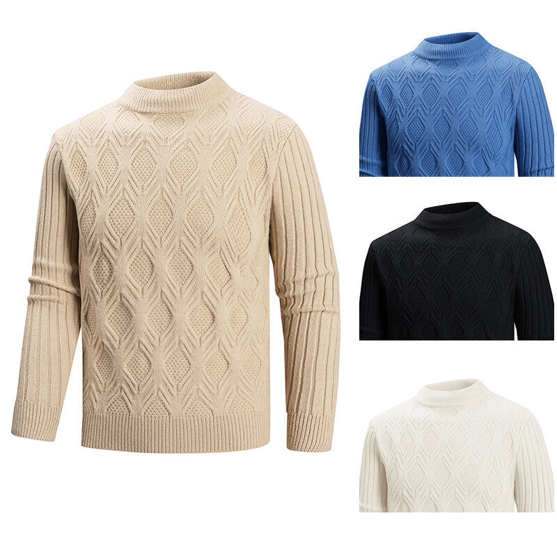 Herren Feiner Zopfmuster-Pullover mit kurzem Stehkragen und Raglanärmeln Shop Nory