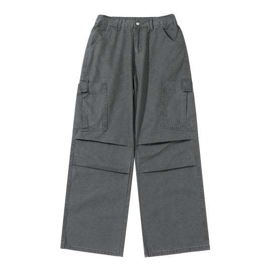 Damen Weite High‑Waist Cargo‑Hose mit aufgesetzten Taschen und verstärkten Kniepartien Shop Nory