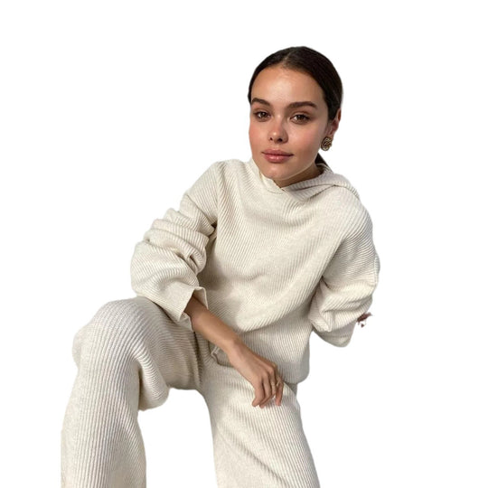 Damen gemütliches Lounge-Set mit Kapuzenpullover, Kängurutasche und weitem Jersey-Hose Shop Nory