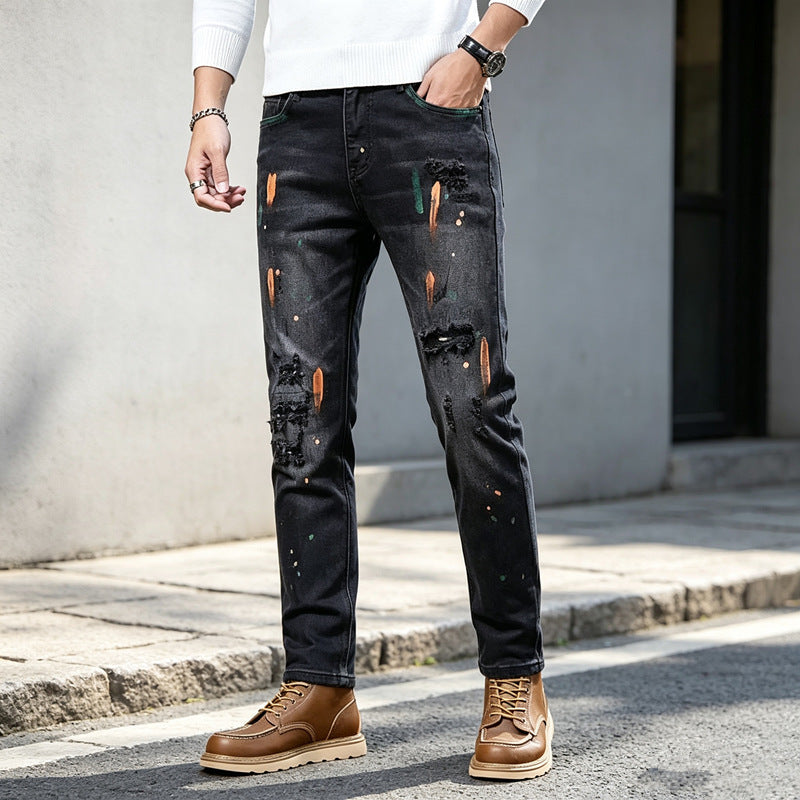 Herren Modische Ripped Jeans mit Farbdetails Shop Nory