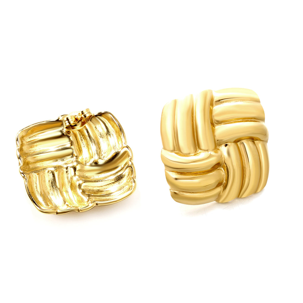 Damen auffällige, goldfarbene Ohrringe mit modernem Strukturdesign Shop Nory