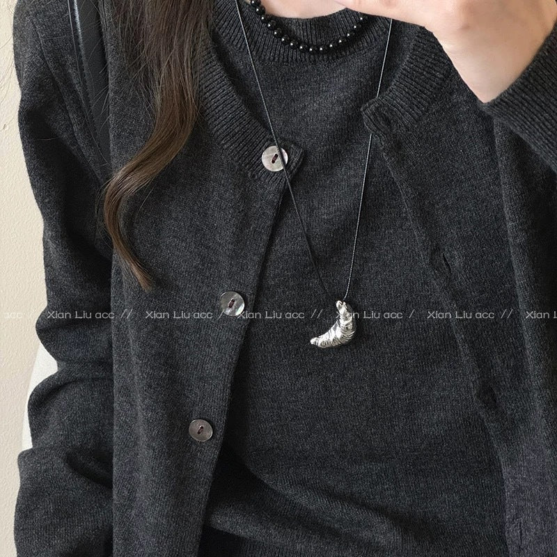 Damen Halskette mit einzigartigem Croissant-Anhänger Shop Nory