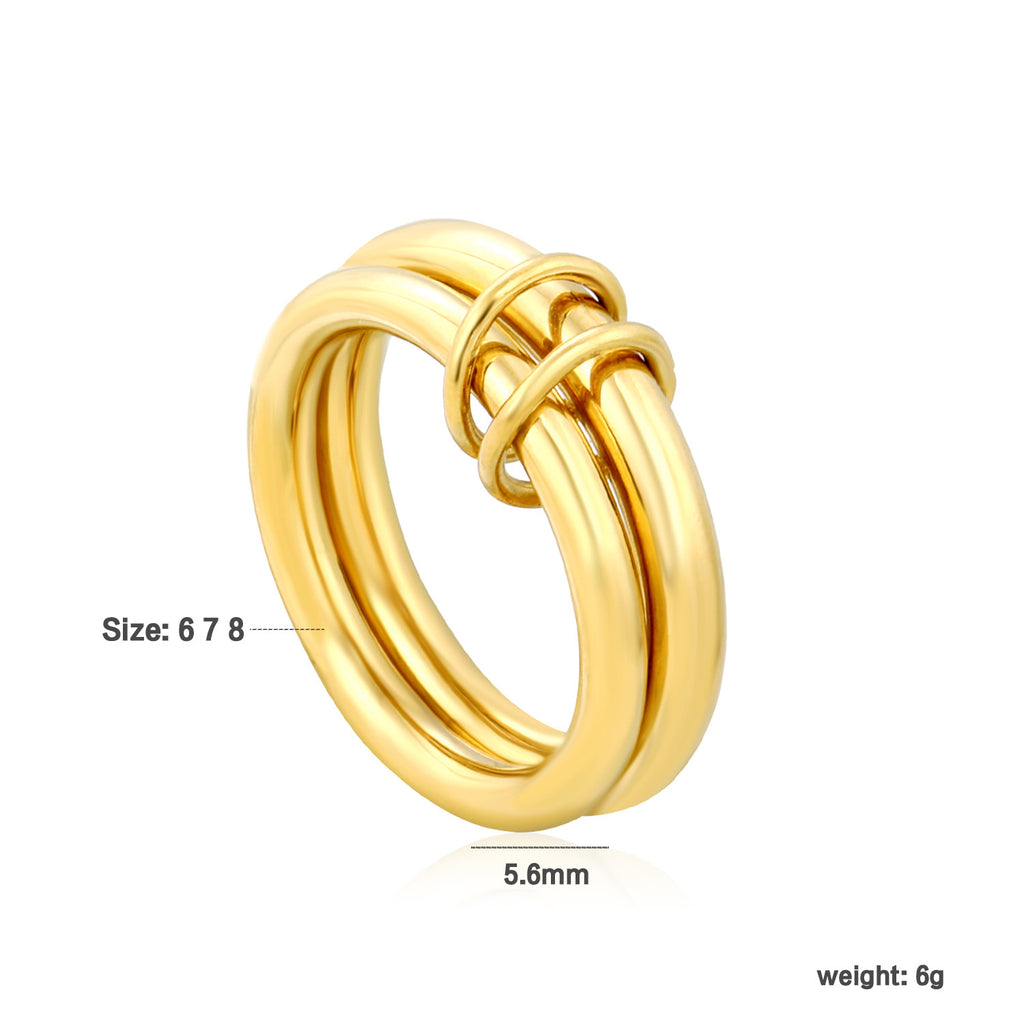Damen Ring mit doppeltem Knoten-Design und elegantem Goldakzent Shop Nory
