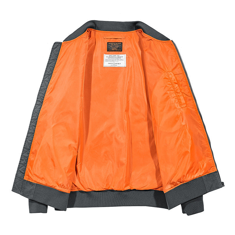 Herren Bomberjacke im Pilotenstil mit kontrastfarbigem Innenfutter, Ärmeltasche und geripptem Saum Shop Nory