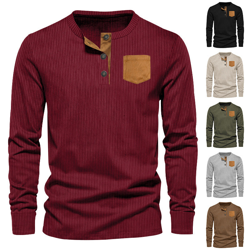 Herren Rippenfeinstrick Langarmshirt mit Slim‑Fit und Stehkragen Shop Nory