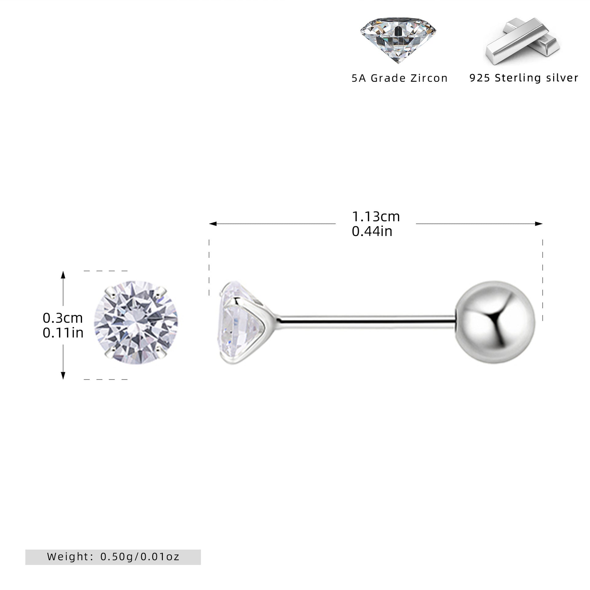 Damen Ohrstecker mit funkelndem Zirkon und hochwertigem 925 Sterling Silber Shop Nory