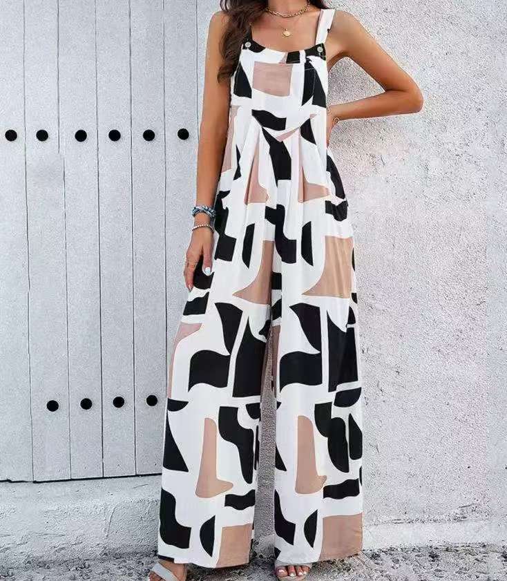Damen weite Jumpsuit aus leichtem Stoff