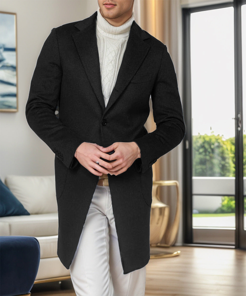 Herren Lang geschnittener Einreihermantel mit schmaler Silhouette Shop Nory