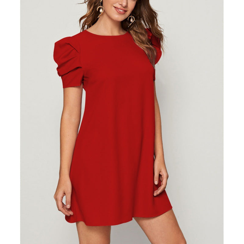 Damen Kurzärmeliges Minikleid mit Puffärmeln und A-Linie