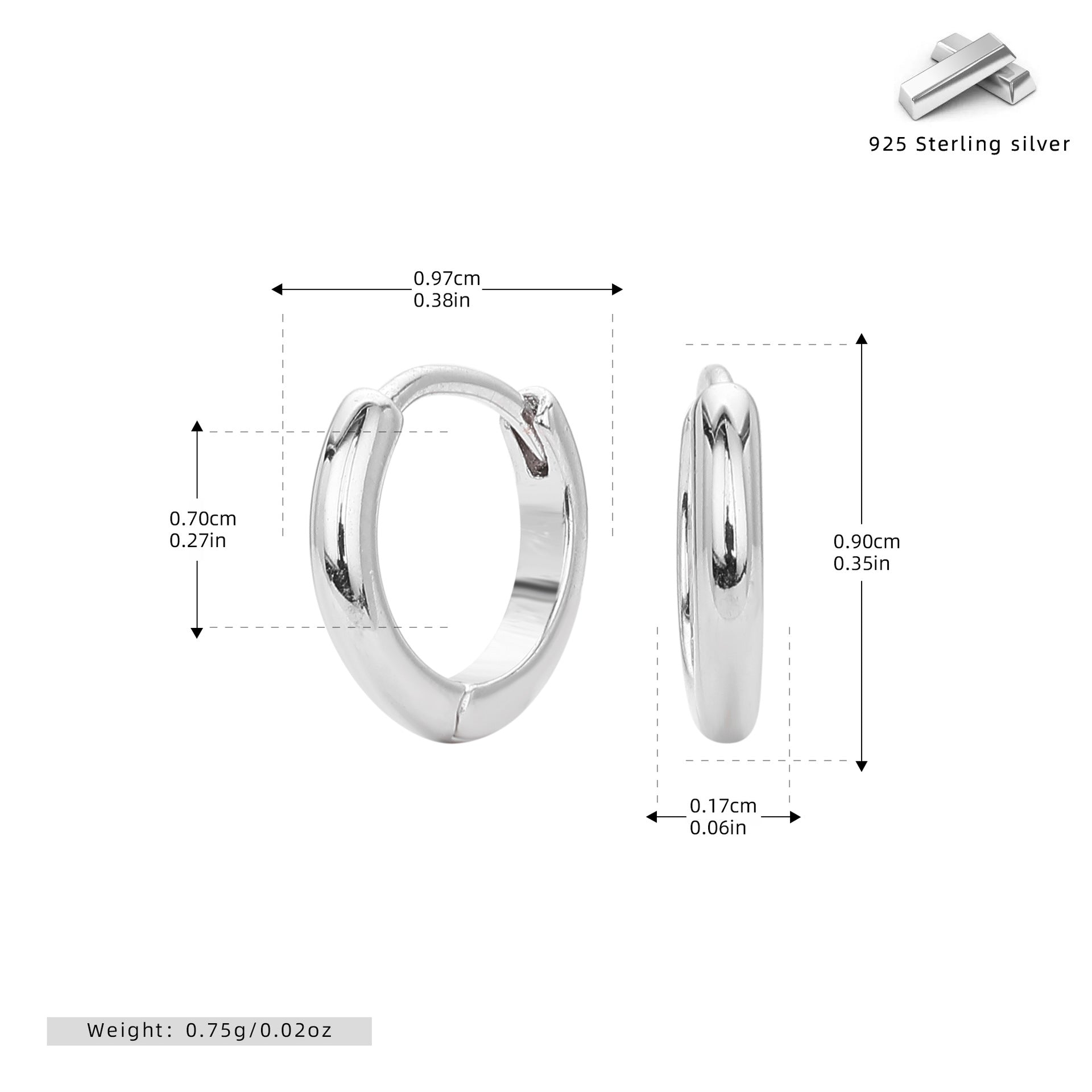 Damen Ohrcreolen mit modernem, minimalistischem Design aus hochwertigem 925 Sterling Silber Shop Nory