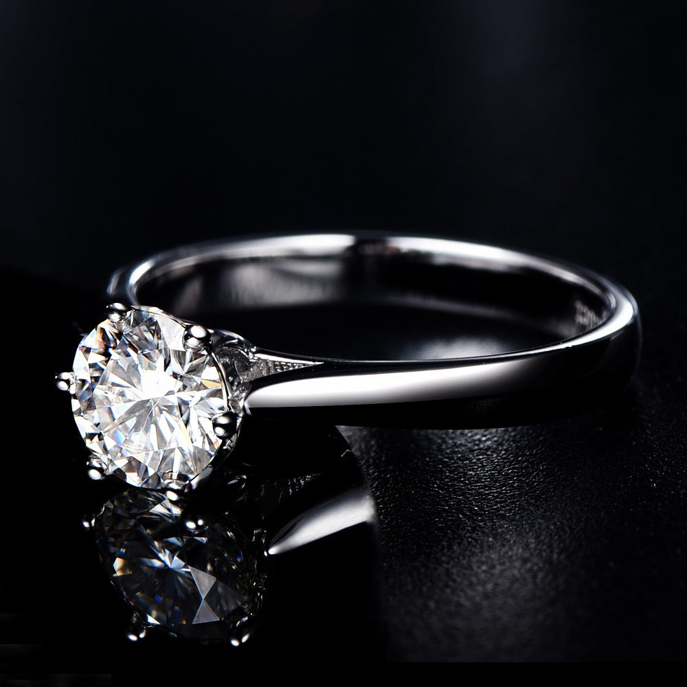 Damen eleganter Solitär-Verlobungsring mit funkelndem Hauptstein aus hochwertigem Zirkon Shop Nory