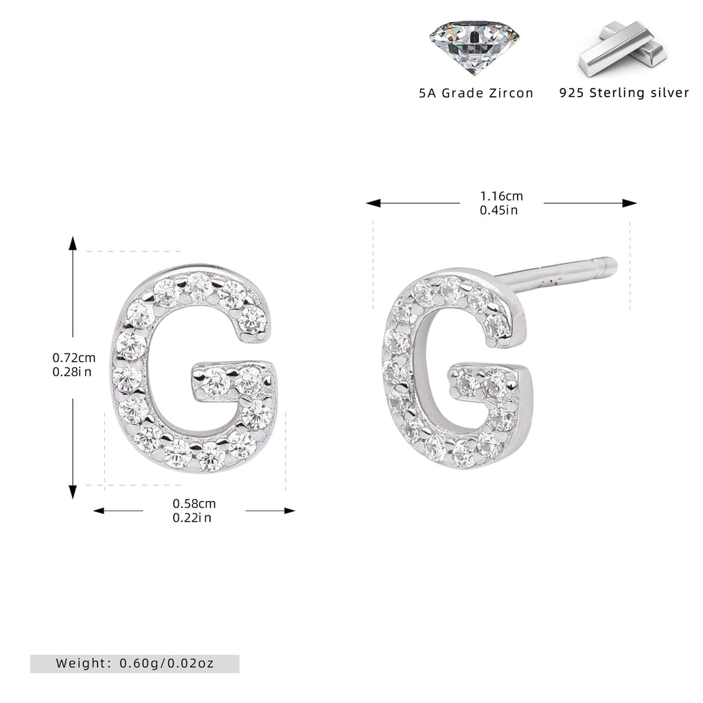 Damen Ohrstecker aus 925 Sterling Silber mit luxuriösem Zirkonbuchstaben R Shop Nory