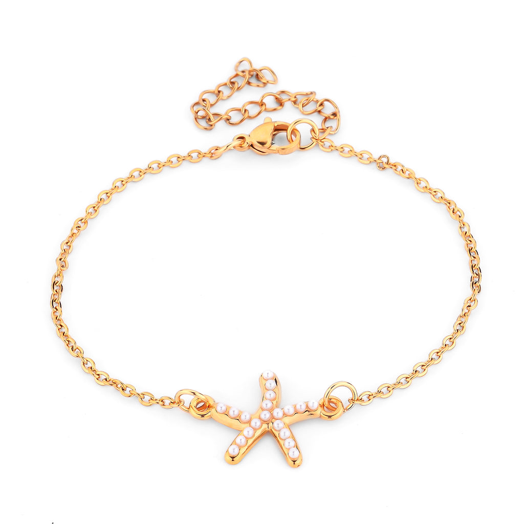Damen Armband mit maritimem Seestern-Design und zarten Perlenakzenten Shop Nory