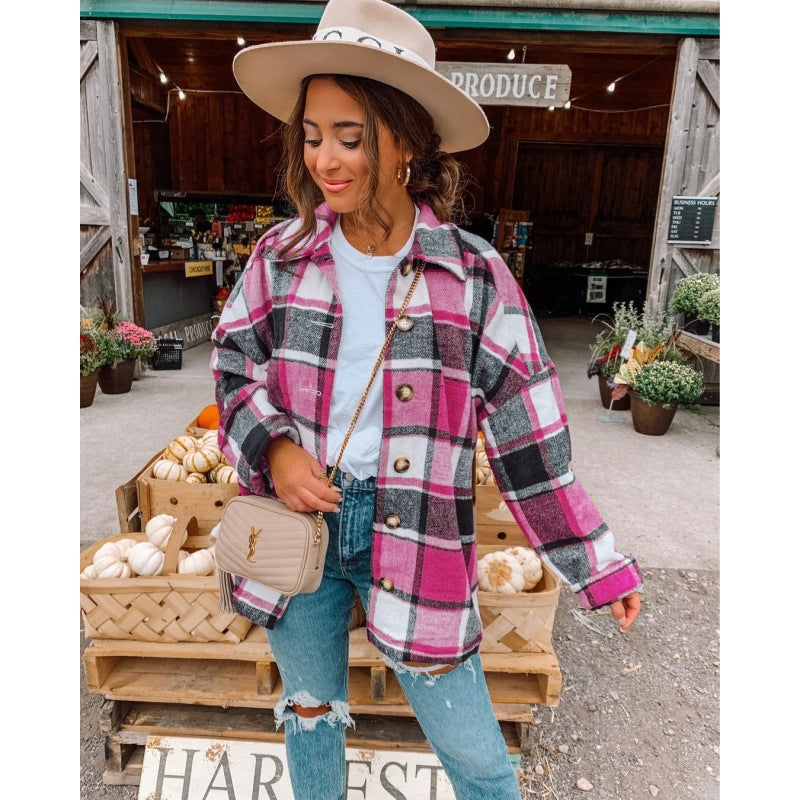 Damen Karierte Flanelljacke