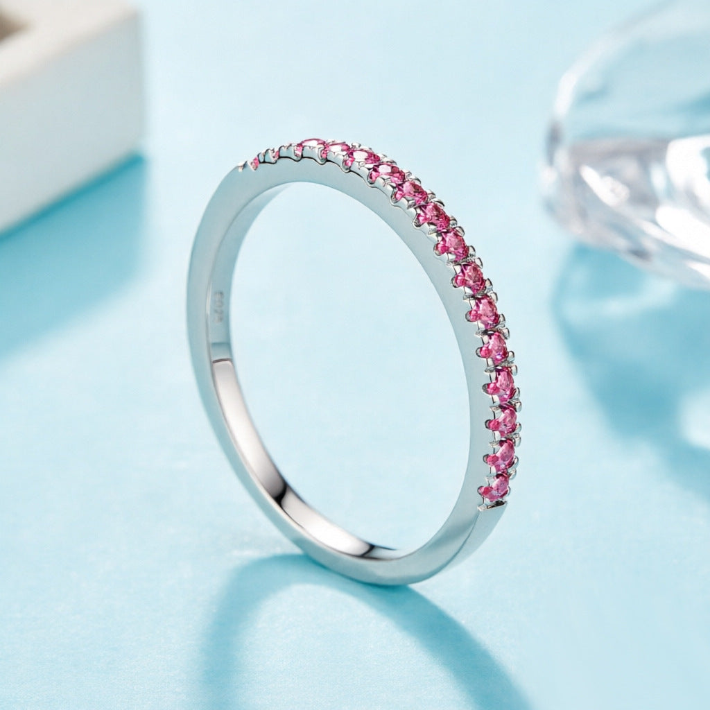 Damen hochwertiger Eternity-Ring mit leuchtenden blauen Zirkonia Shop Nory