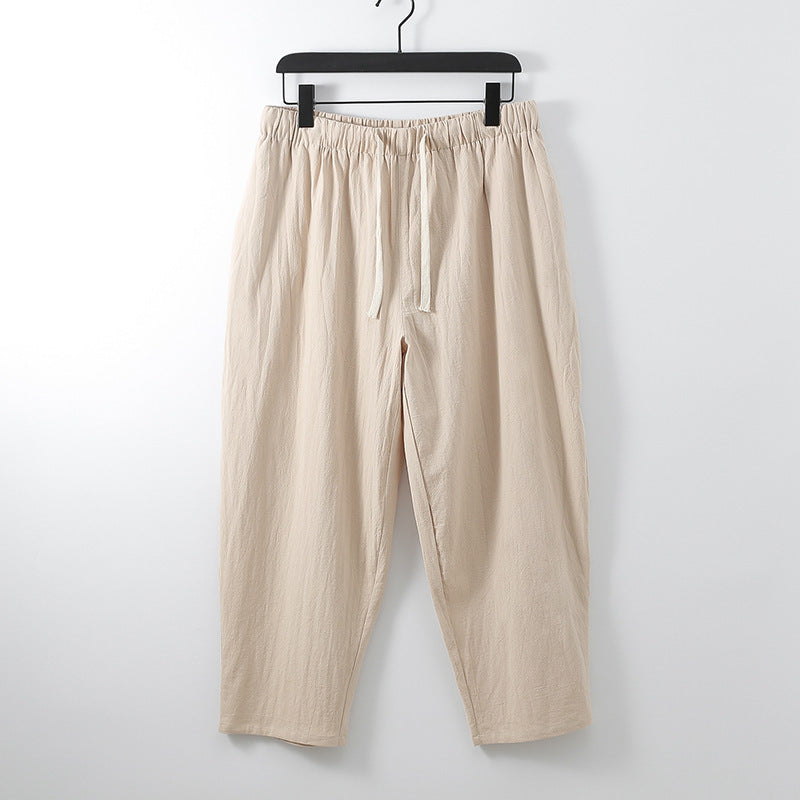 Unisex Leichte Baumwoll-Leinen Freizeithose mit elastischem Bund und Tunnelzug Shop Nory