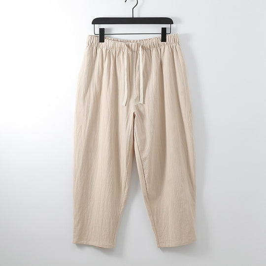 Unisex Leichte Baumwoll-Leinen Freizeithose mit elastischem Bund und Tunnelzug Shop Nory