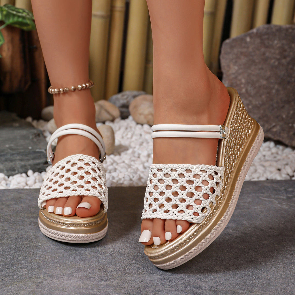 Damen modische Keil-Sandalen mit Netzdesign