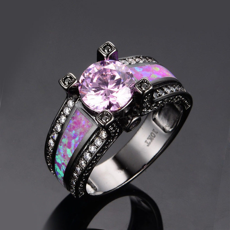 Damen Ring mit funkelndem Zirkonia und kunstvoller Opal-Füllung Shop Nory