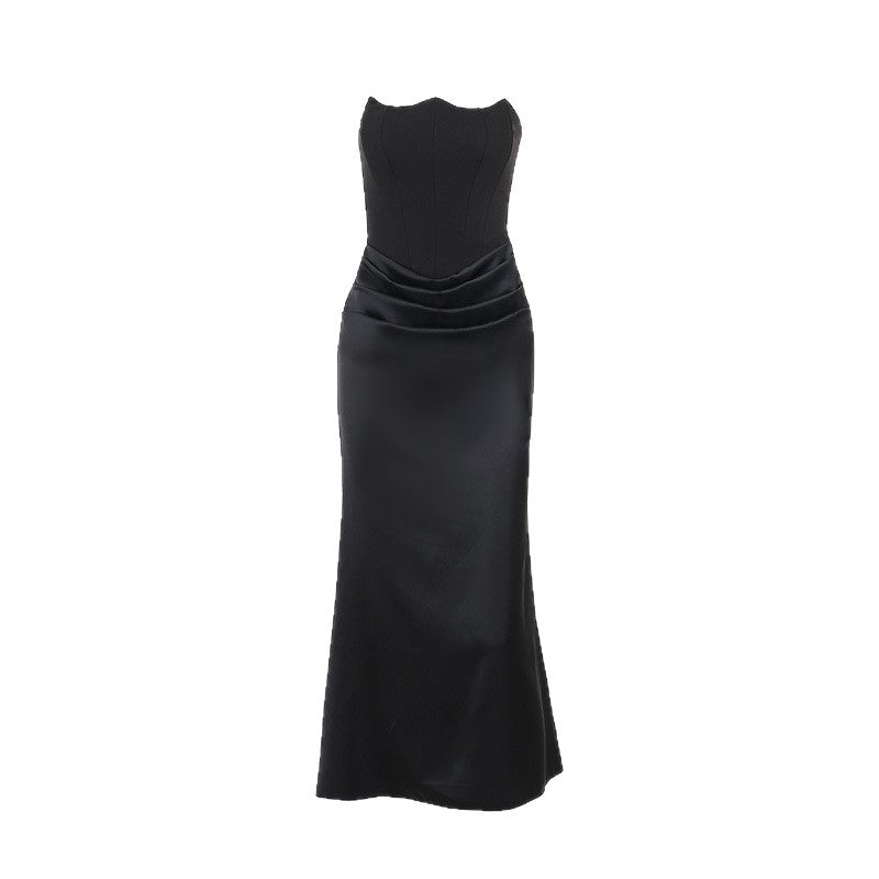 Damen Maxikleid mit Raffungen und elegantem Bustier-Ausschnitt