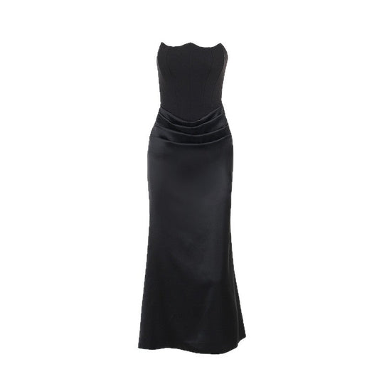 Damen Maxikleid mit Raffungen und elegantem Bustier-Ausschnitt