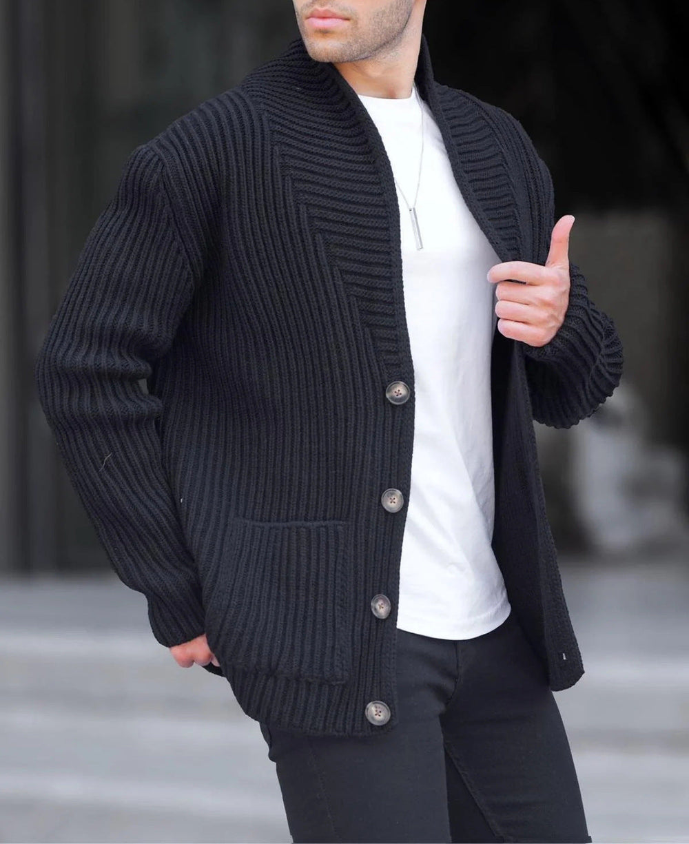 Herren Strickjacke mit tiefem Ausschnitt und knöpfen