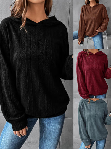 Damen Oversize Kapuzenpullover mit strukturierter Wellenoptik und Kängurutasche Shop Nory