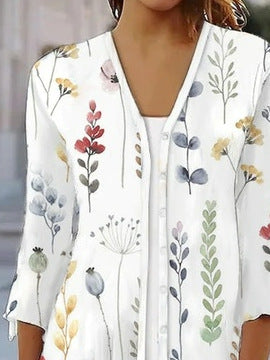 Damen Blusenshirt mit floralem Design und eleganten Rüschendetails Shopnory
