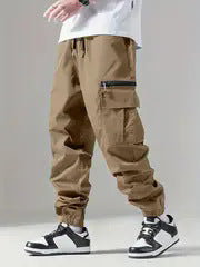 Herren Utility-Cargo-Jogginghose mit Tunnelzug, Knöchelbündchen & Reißverschluss-Beintasche Shop Nory