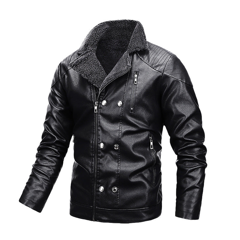 Herren Gefütterte Fliegerjacke aus Kunstleder mit Teddyfutter und zweireihiger Front Shop Nory