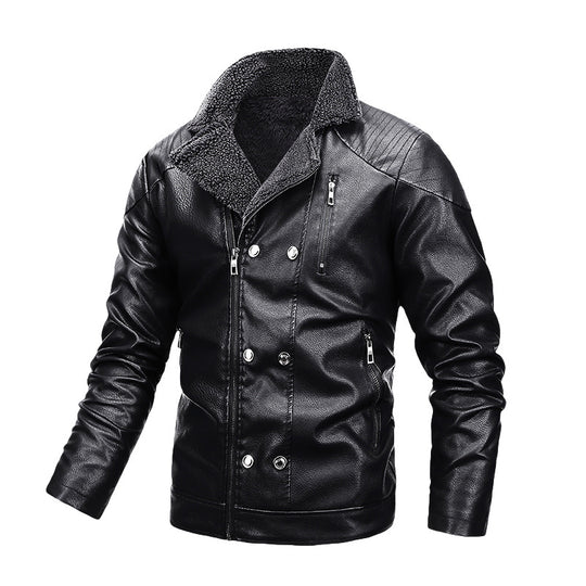 Herren Gefütterte Fliegerjacke aus Kunstleder mit Teddyfutter und zweireihiger Front Shop Nory