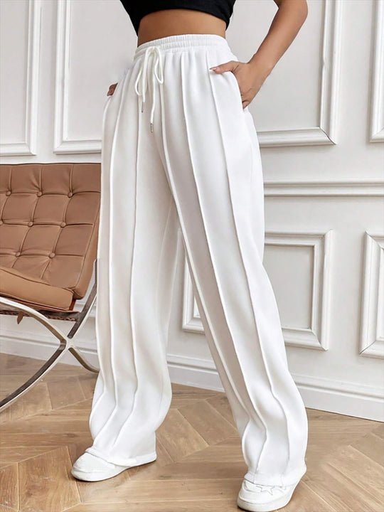 Damen Weite High-Waist Plissee-Hose mit Tunnelzug und markanter Bügelfalte Shop Nory
