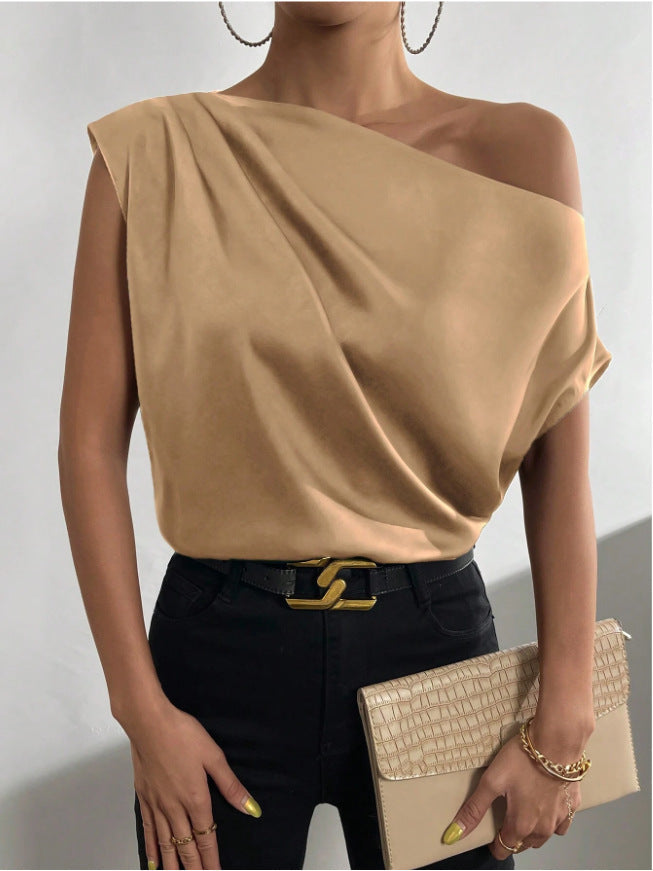 Damen Elegantes, schulterfreies Satinoberteil