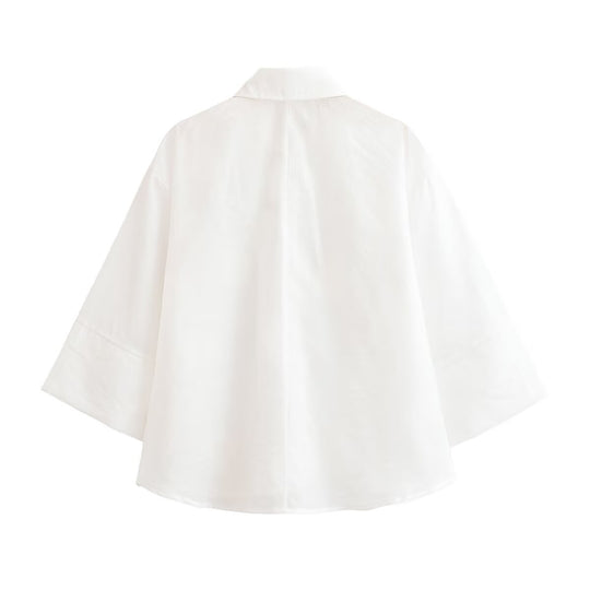 Damen Bluse mit dreiviertelärmeln und dreidimensionalen Blütenapplikationen Shop Nory