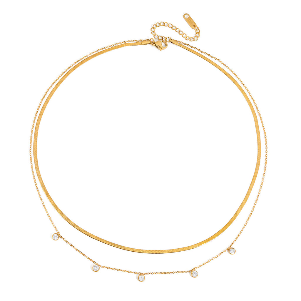 Damen Halskette mit funkelnden Zirkonia und verstellbarem Edelstahl-Design Shop Nory