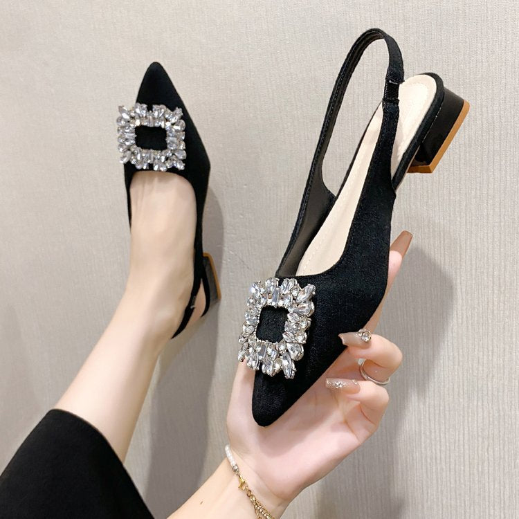 Damen Slingback-Pumps mit funkelndem Strassakzent