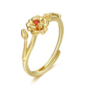 Damen Zarter Blumenring mit funkelndem Stein Shop Nory