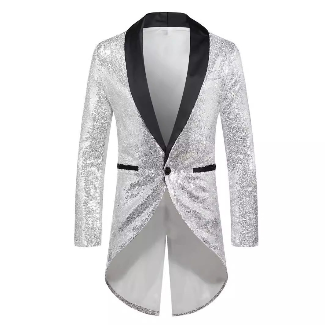 Herren Glitzernder Anzugblazer mit elegantem Schalkragen