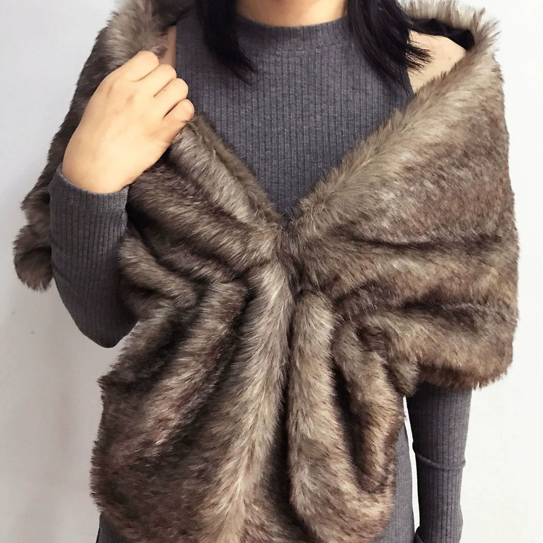 Damen elegante Kunstpelz-Schulterstola im Capelet‑Schnitt Shop Nory