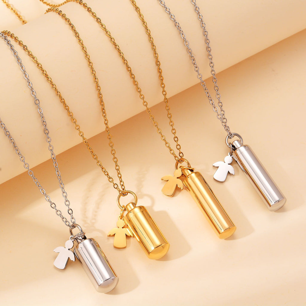 Damen Kette mit personalisierbarem Anhänger im Stil einer Kapsel Shop Nory