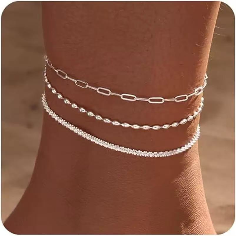 Damen elegantes Fußkettchen mit funkelnden Zirkonia-Elementen Shop Nory