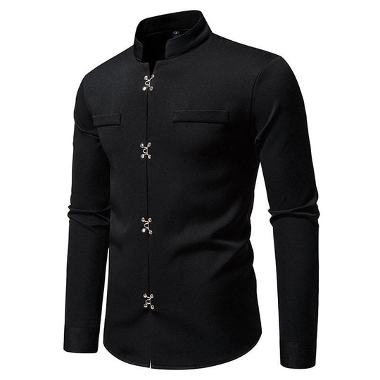Herren Hemd mit asiatischem Knopfdesign Shopnory